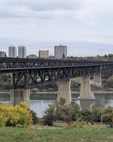 The High Level Bridge and the Dudley B. Menzies LRT bridge crossing the North Saskatchewan River in Edmonton